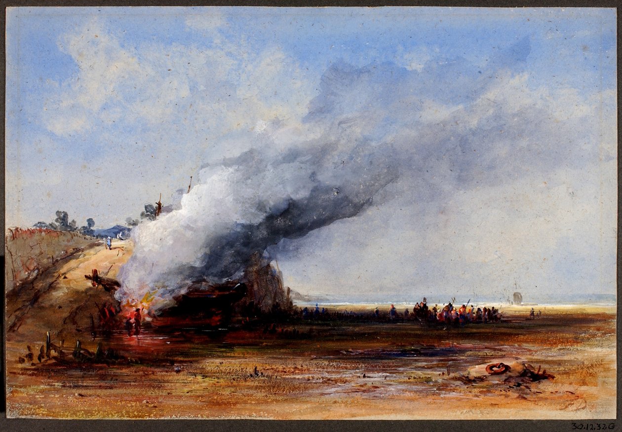 Verbrennung eines alten Bootes von Francis Danby
