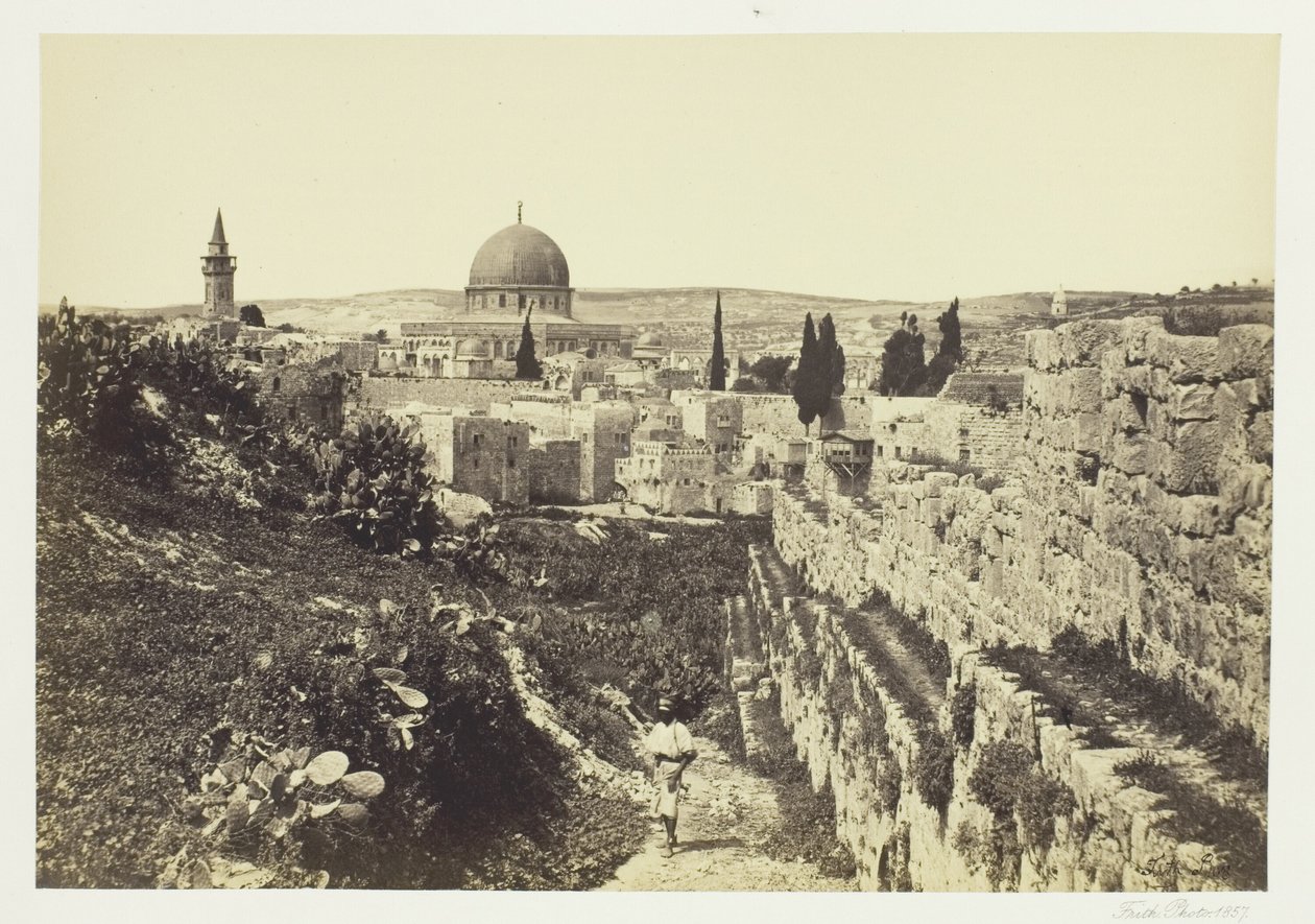 Stadtmauer und Omar-Moschee, Jerusalem von Francis Frith