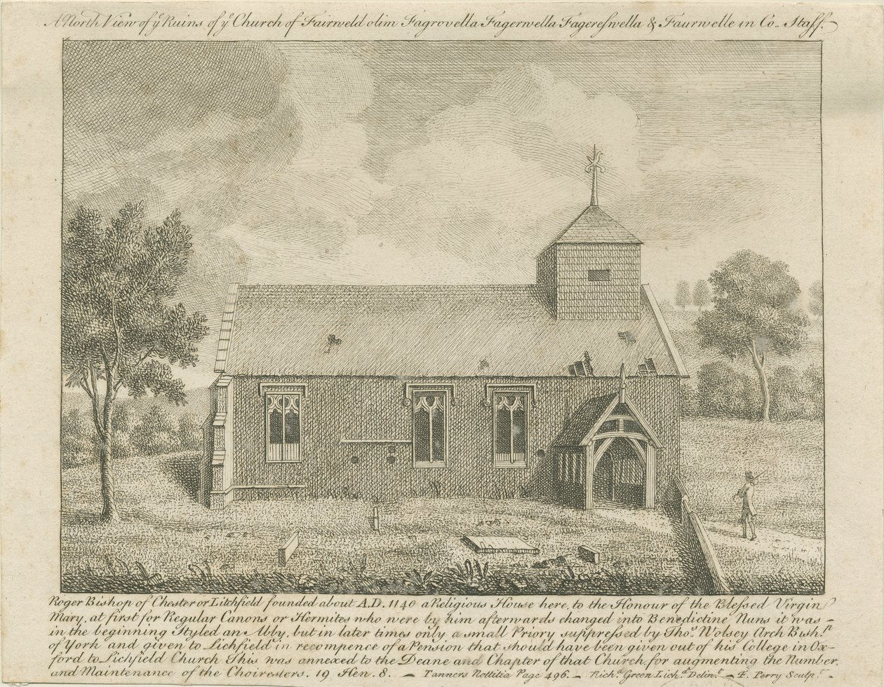 Abschiedskirche: Radierung, undatiert [1740] von Francis Perry