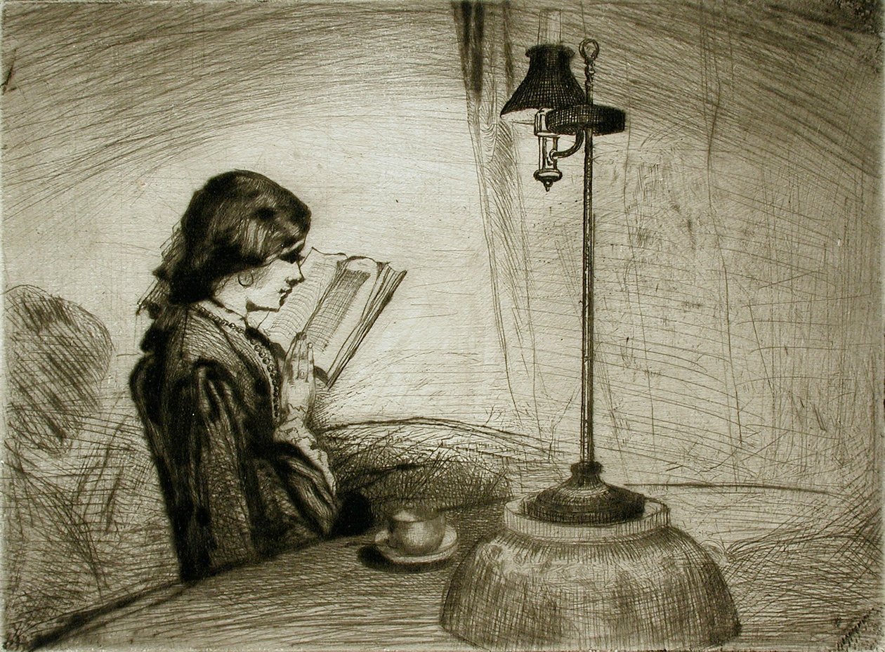 Eine Dame beim Lesen von Francis Seymour Haden