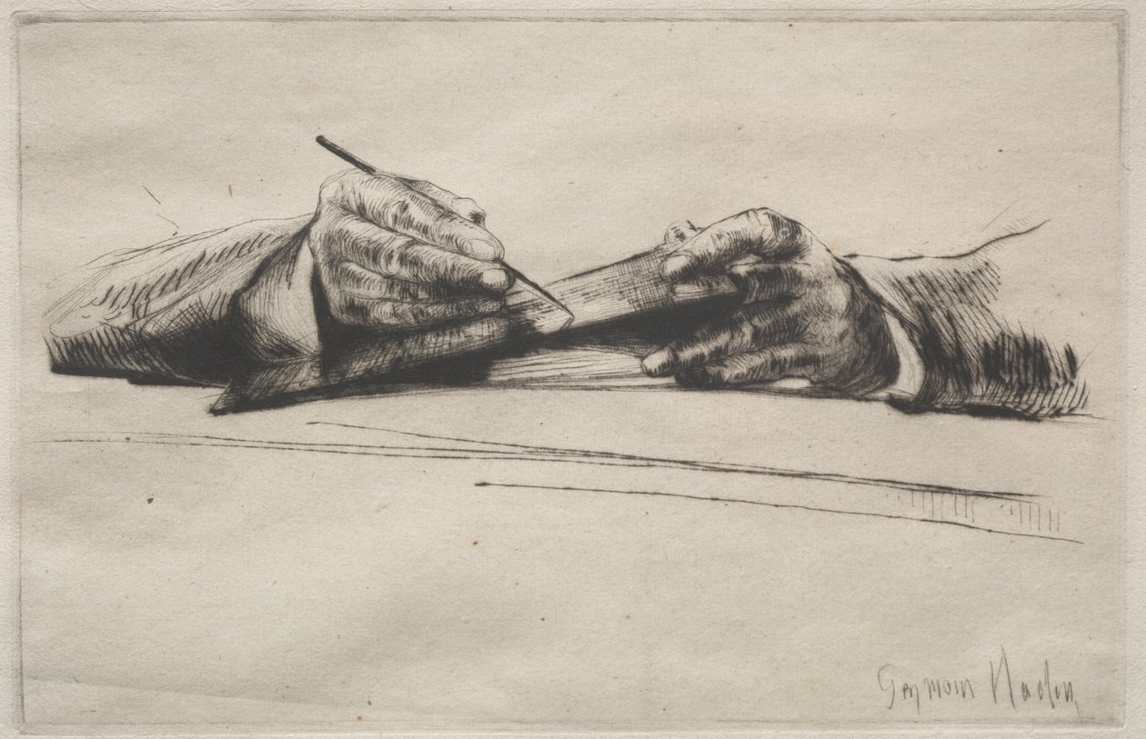 Hände beim Radieren von Francis Seymour Haden