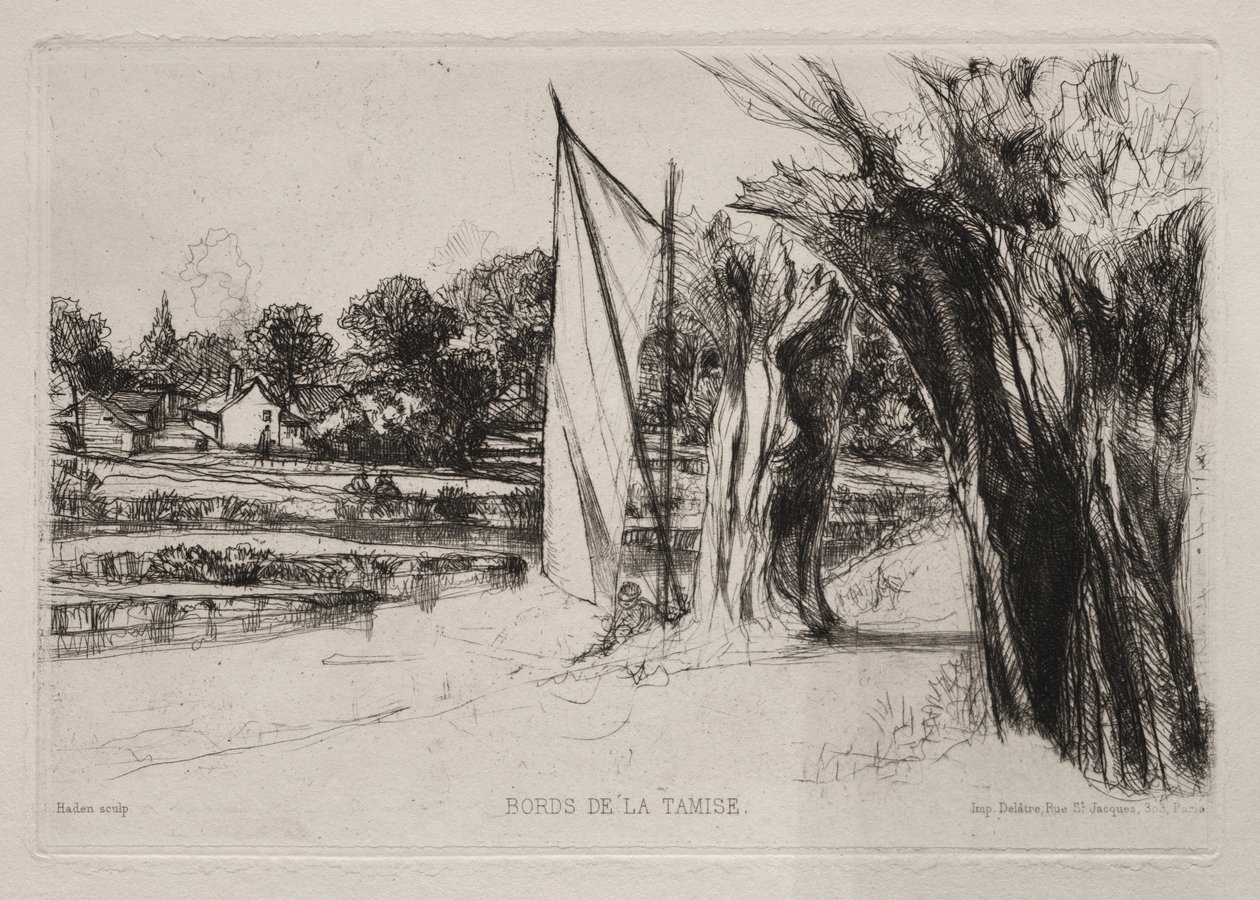 Thames Ditton - Mit einem Segel von Francis Seymour Haden
