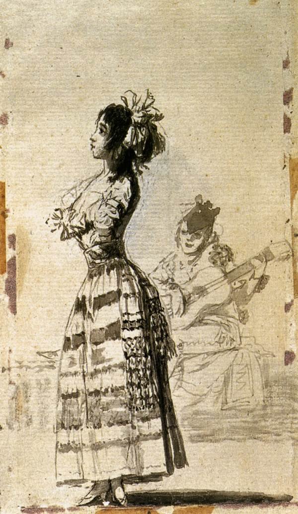 Mädchen hört einer Gitarre zu von Francisco de Goya