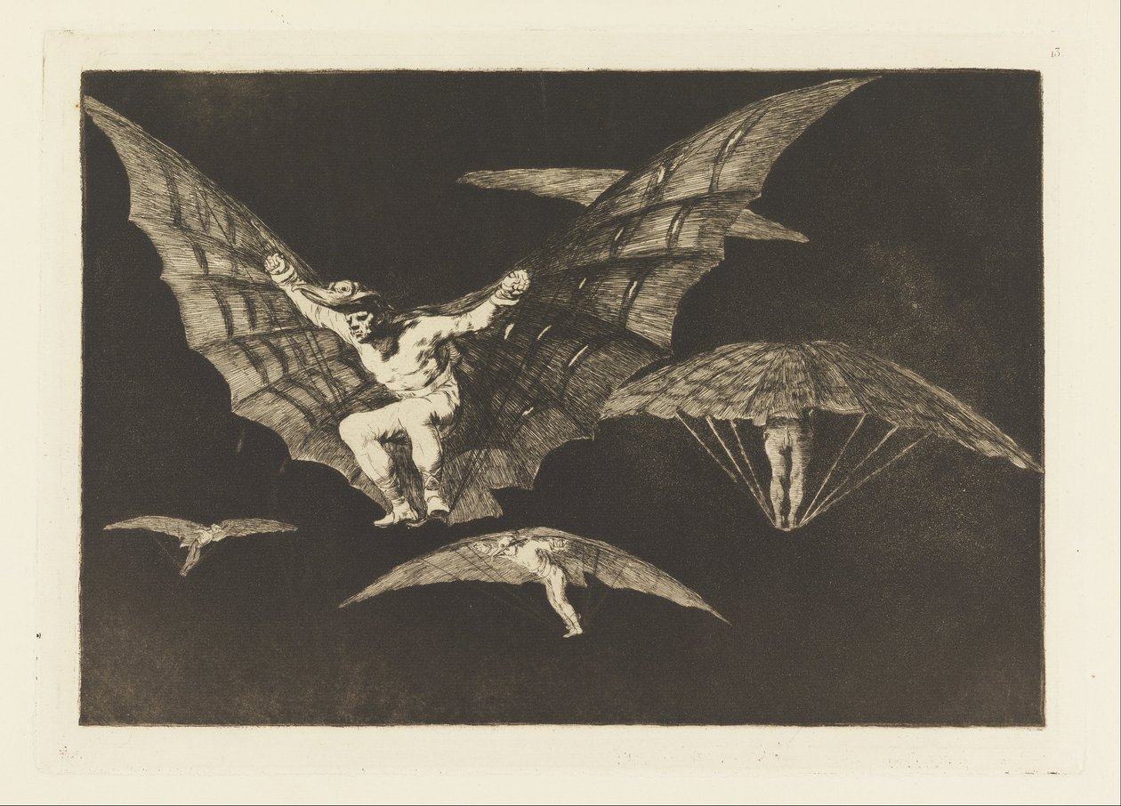 Art des Fliegens, Tafel 13 in Sprichwörter von Francisco de Goya