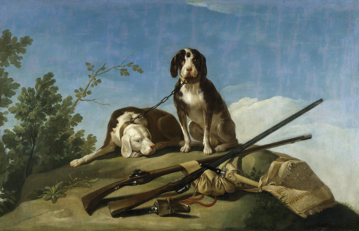 Hunde und Jagdutensilien von Francisco de Goya