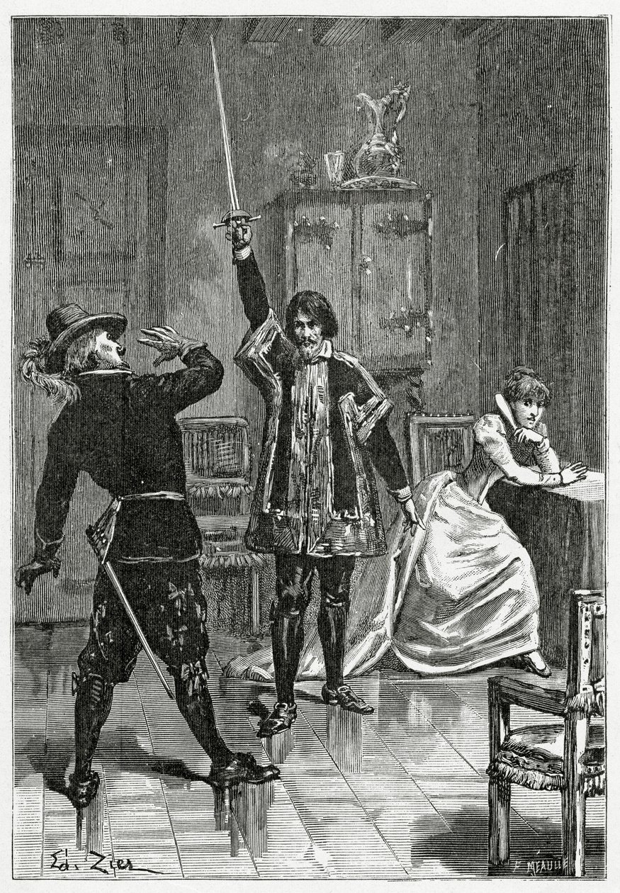 Ruy Blas konfrontiert Don Salluste, 19. Jahrhundert von Francois Edouard Zier