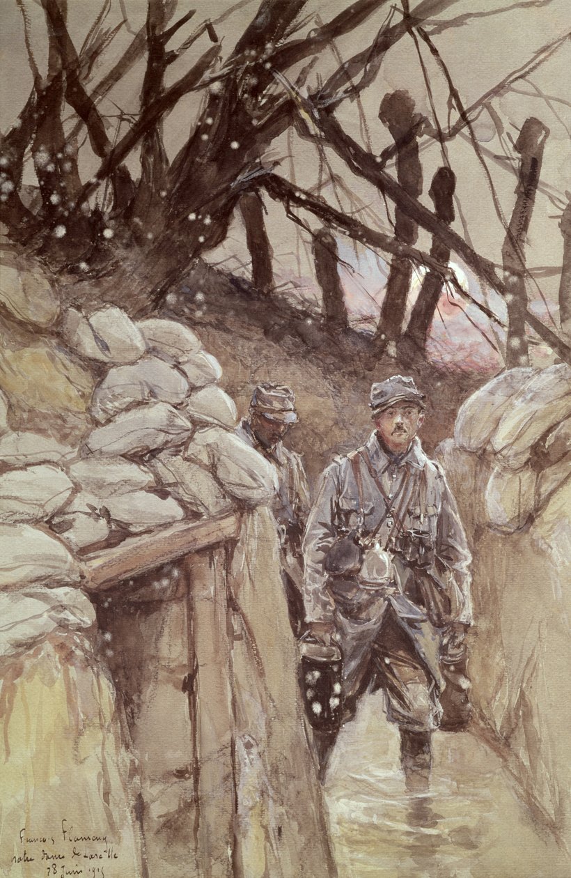 Infanteristen in einem Graben, Notre-Dame de Lorette, 1915 von Francois Flameng