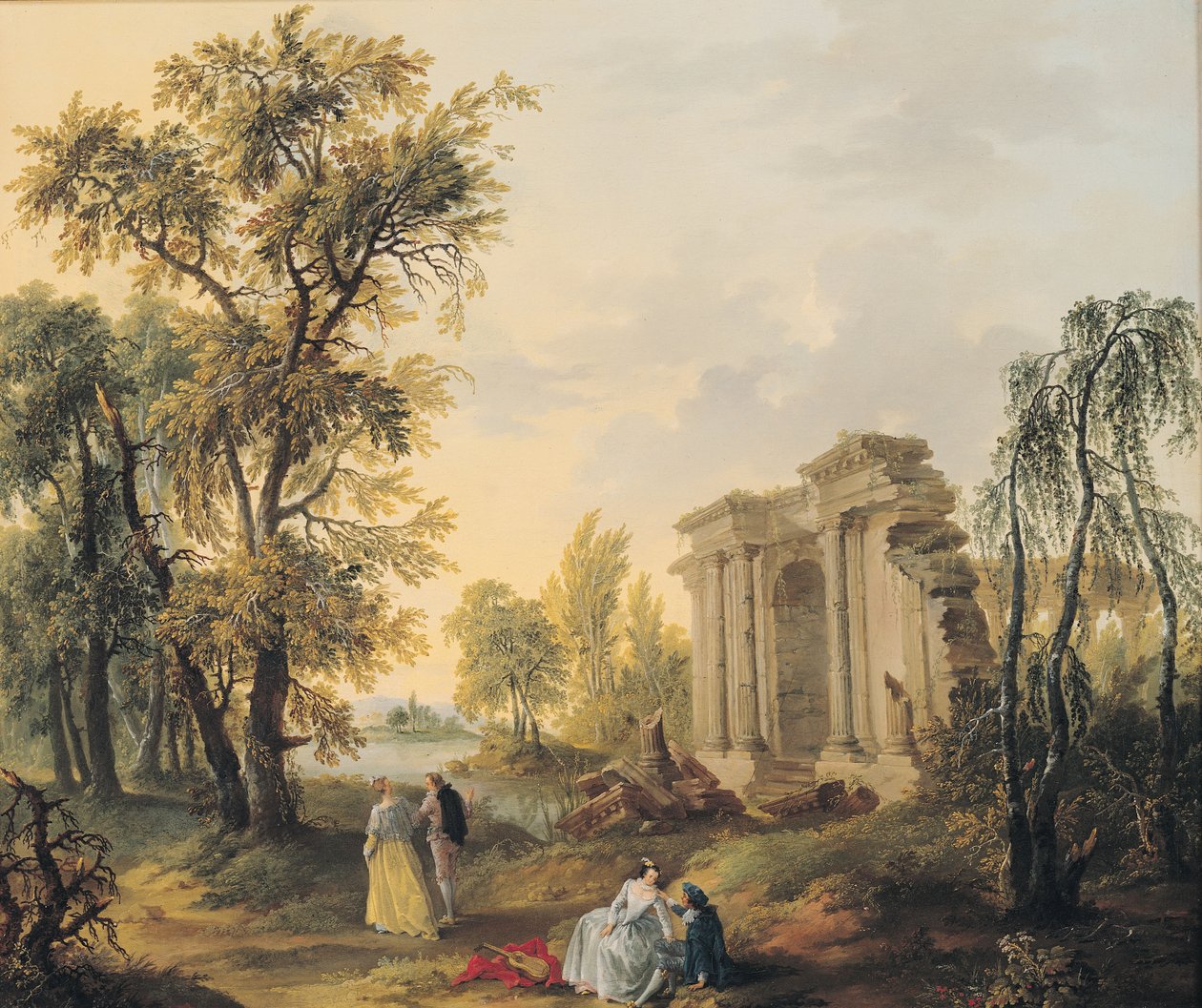 Liebende auf dem Land von Francois Louis Joseph Watteau