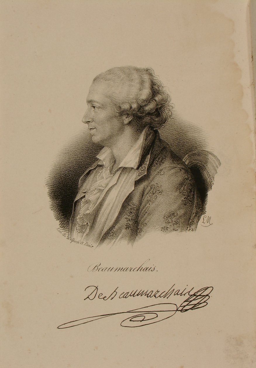 Porträt von Pierre Augustin Caron de Beaumarchais (1732-99) von Francois Seraphin Delpech