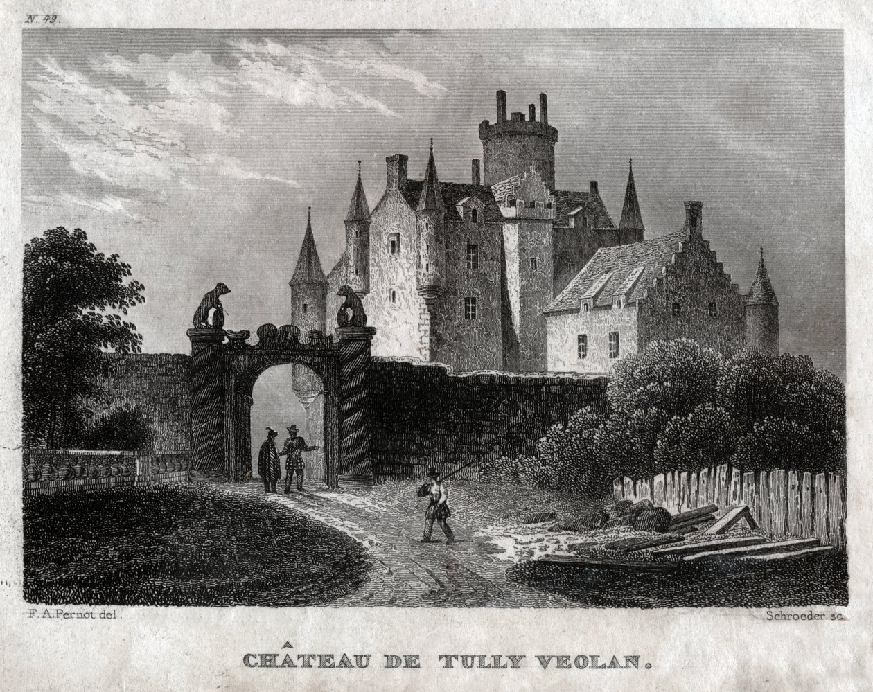Craighall Castle (Stich, ca. 1830) von Francois Alexandre (after) Pernot