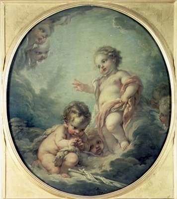 Christus und Johannes der Täufer als Kinder von François Boucher