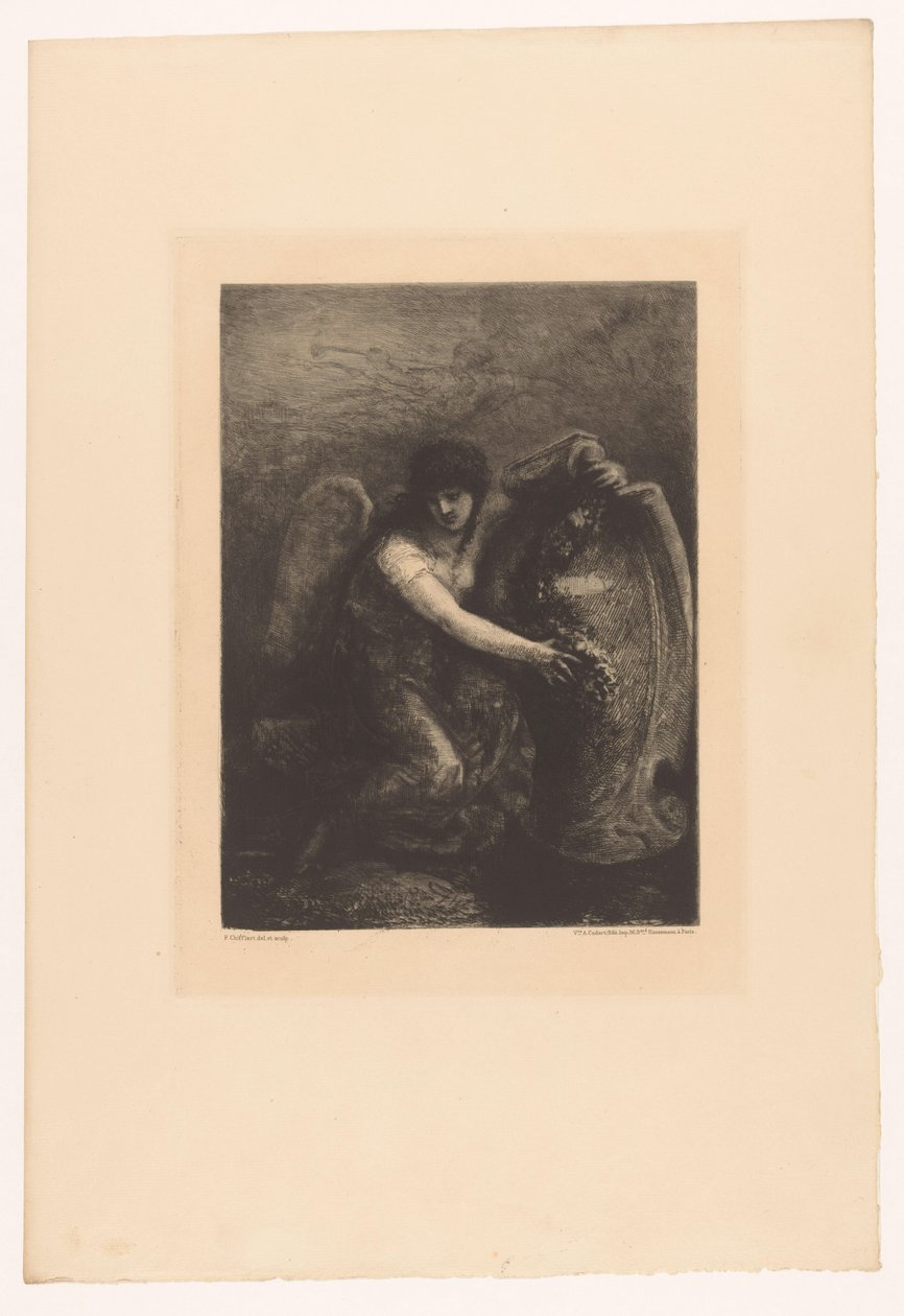 Engel mit Schild von Francois Nicolas Chifflart