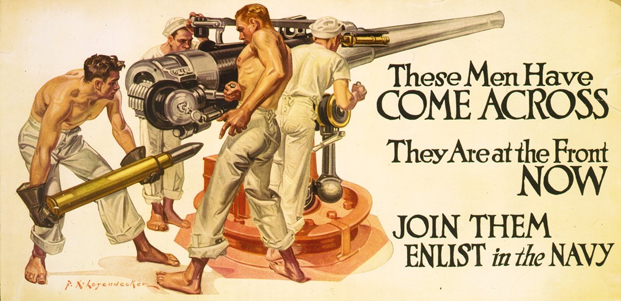 Diese Männer sind gekommen, sie sind jetzt an der Front. Treten Sie der Marine bei, ca. 1918 von Frank Xavier Leyendecker