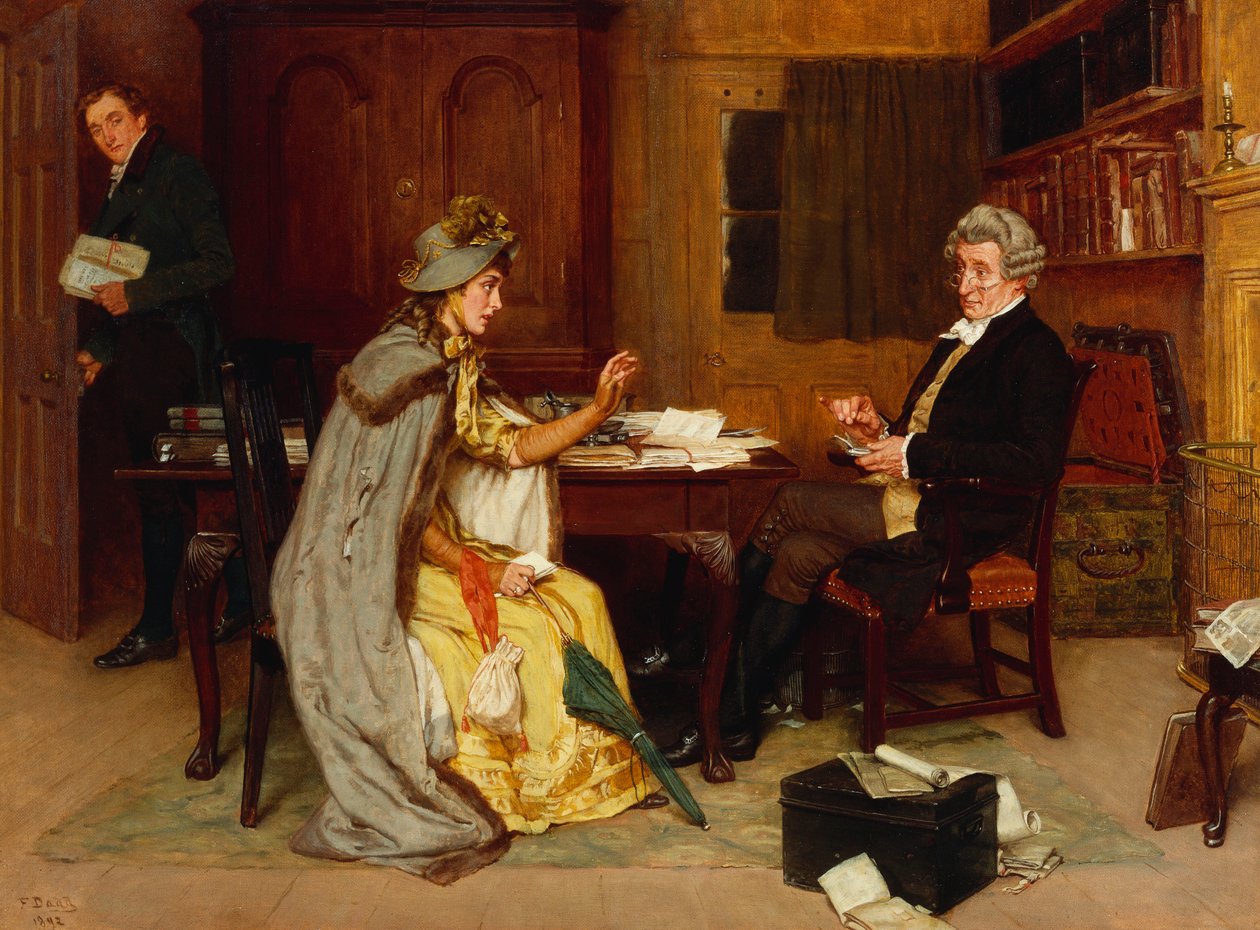 Beratung mit ihrem Anwalt, 1892 von Frank Dadd