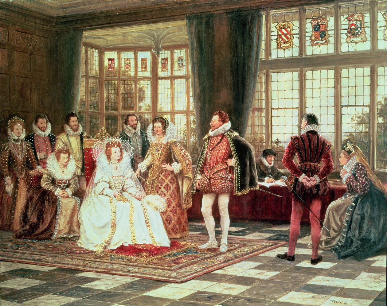 Königin Elizabeth I. (1533-1603) am Hof von Frank Moss Bennett