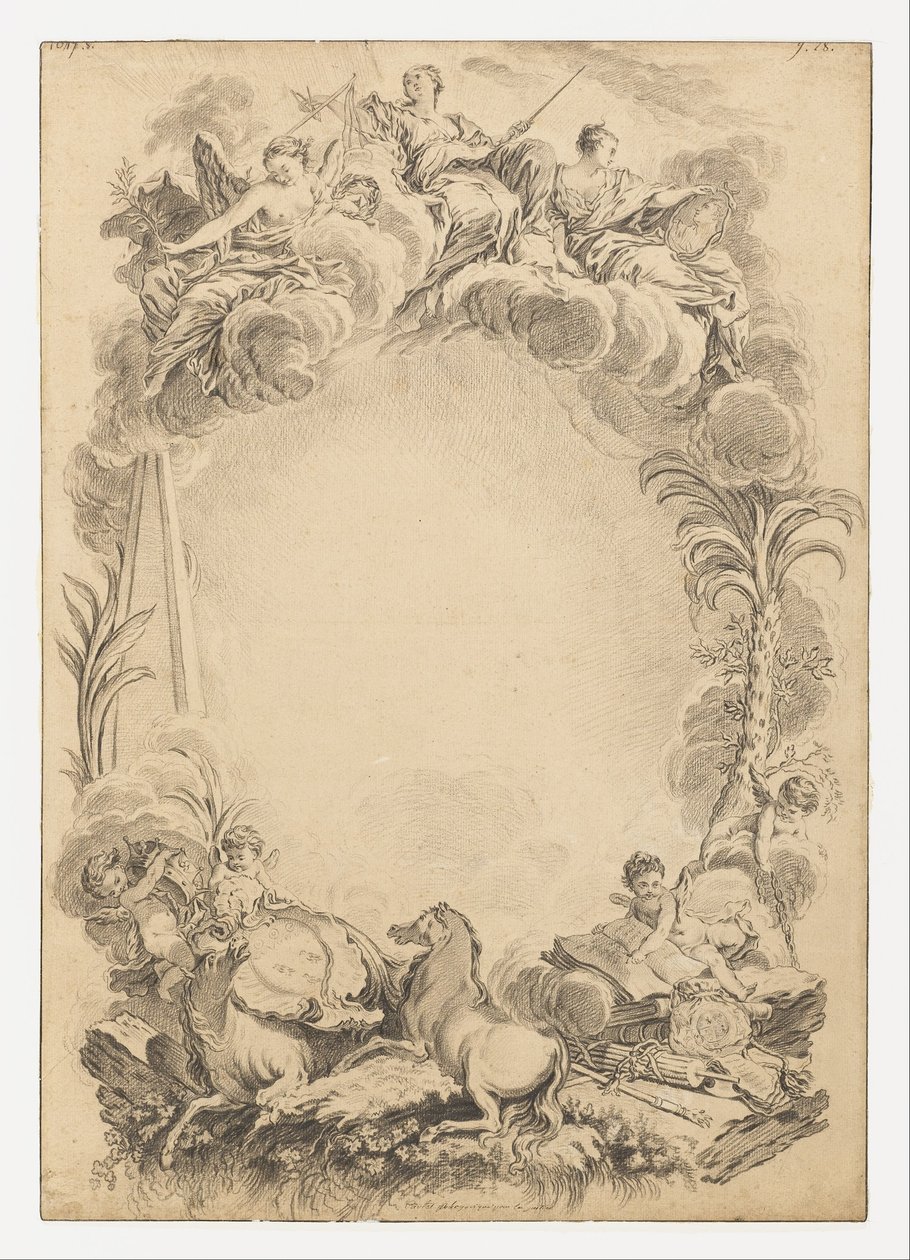 Entwurf für ein Wappenschild zu Ehren von William Earl Cowper von François Boucher