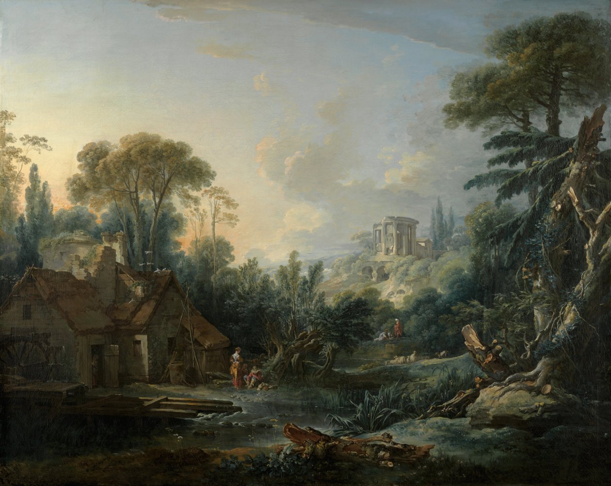 Landschaft mit Wassermühle von François Boucher