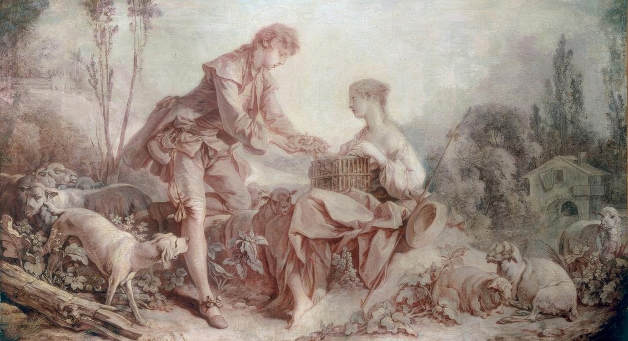 Pastorale mit Käfig von François Boucher