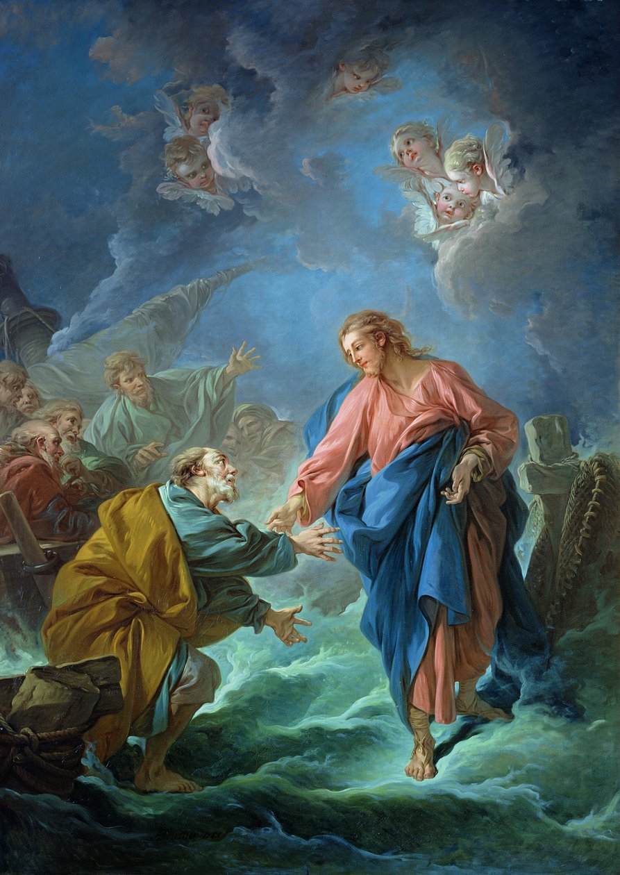 St. Peter wird eingeladen, auf dem Wasser zu gehen, 1766 von François Boucher