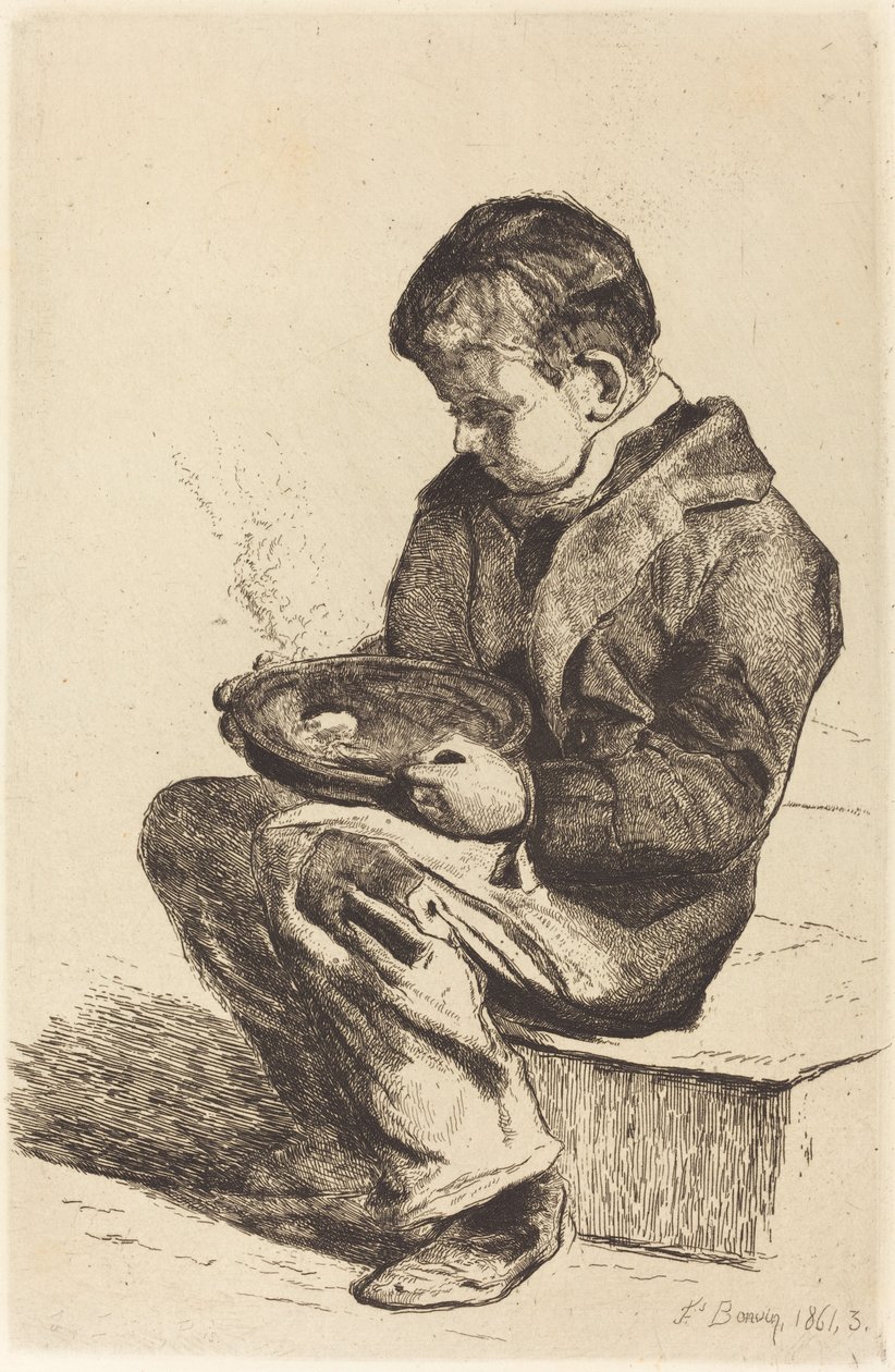 Junge, der Suppe isst (Enfant mangeant sa soupe) von François Bonvin