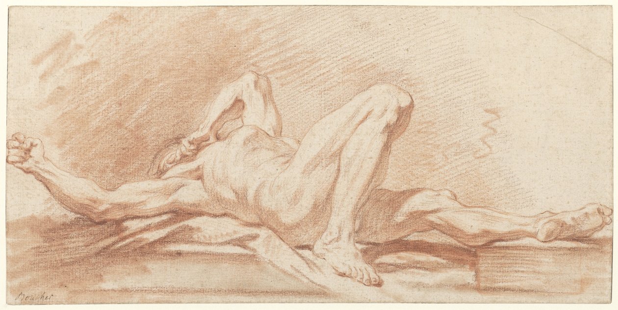 Studie eines rücklings liegenden nackten Mannes von François Boucher (possibly)