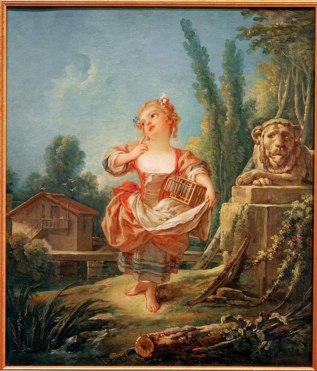 Das Mädchen mit dem Vogelkäfig von François Boucher