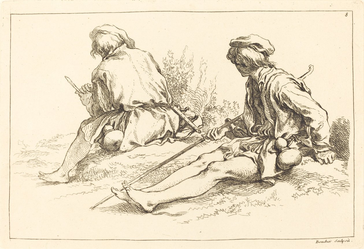 Sitzende Hirtenjungen von François Boucher after Abraham Bloemaert