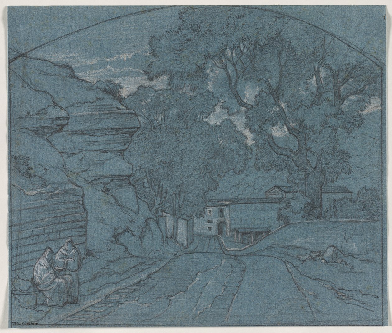 Landschaft mit zwei Mönchen von François Edouard Bertin