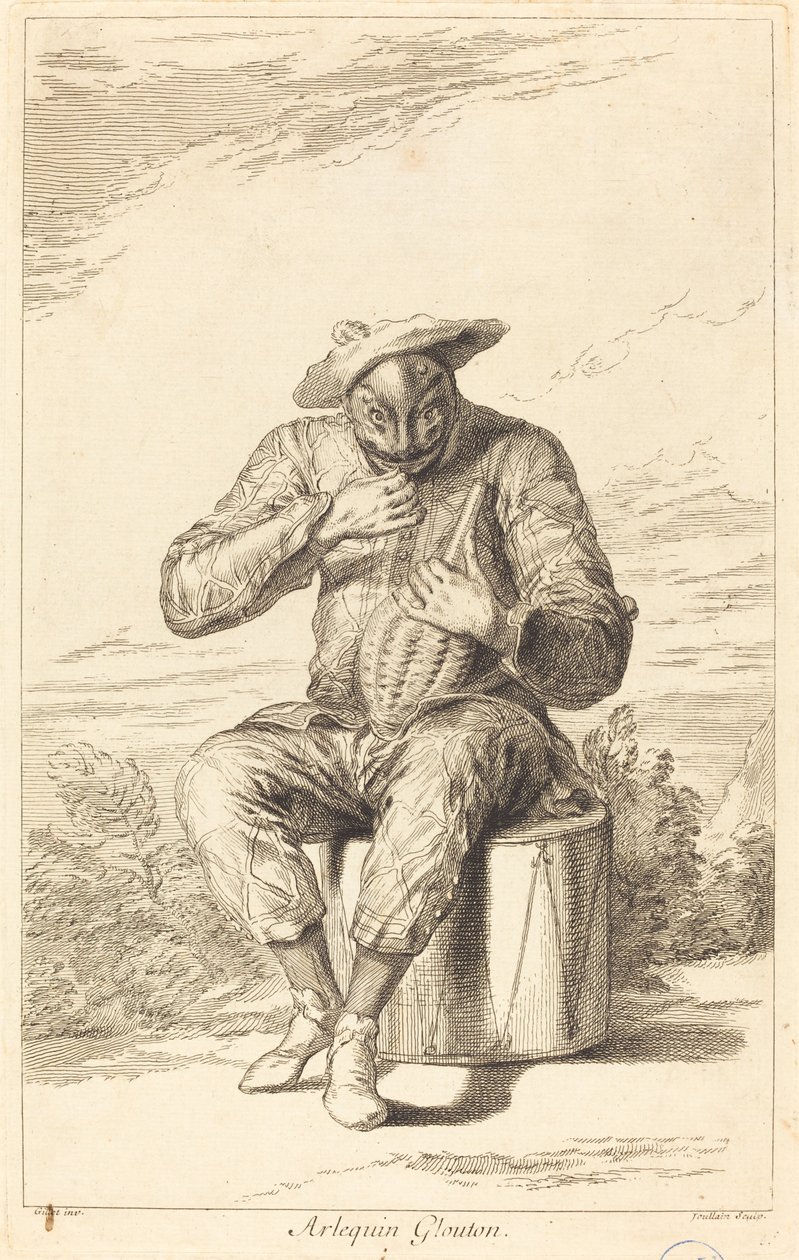 Der gefräßige Harlekin von François Joullain after Claude Gillot