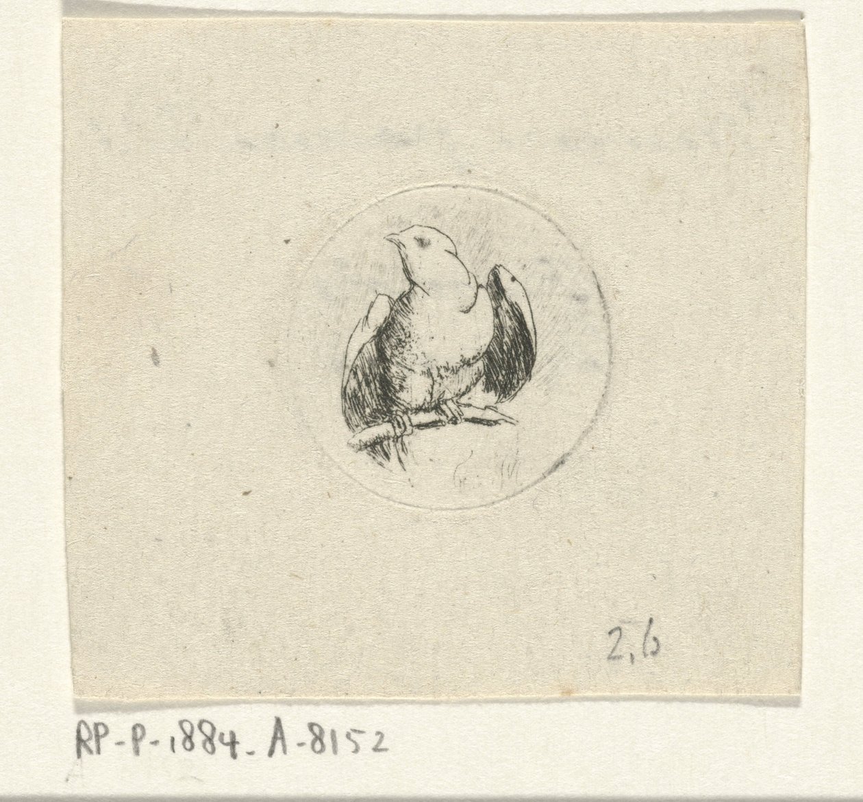 Vogel auf einem Baumzweig von François de Maleck