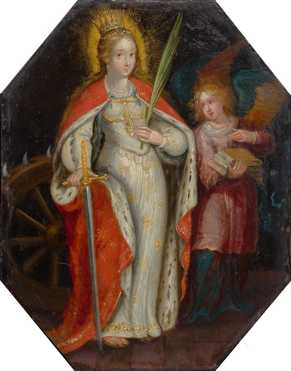 Die Heilige Katharina, in Begleitung eines Engels von Frans Francken the Younger