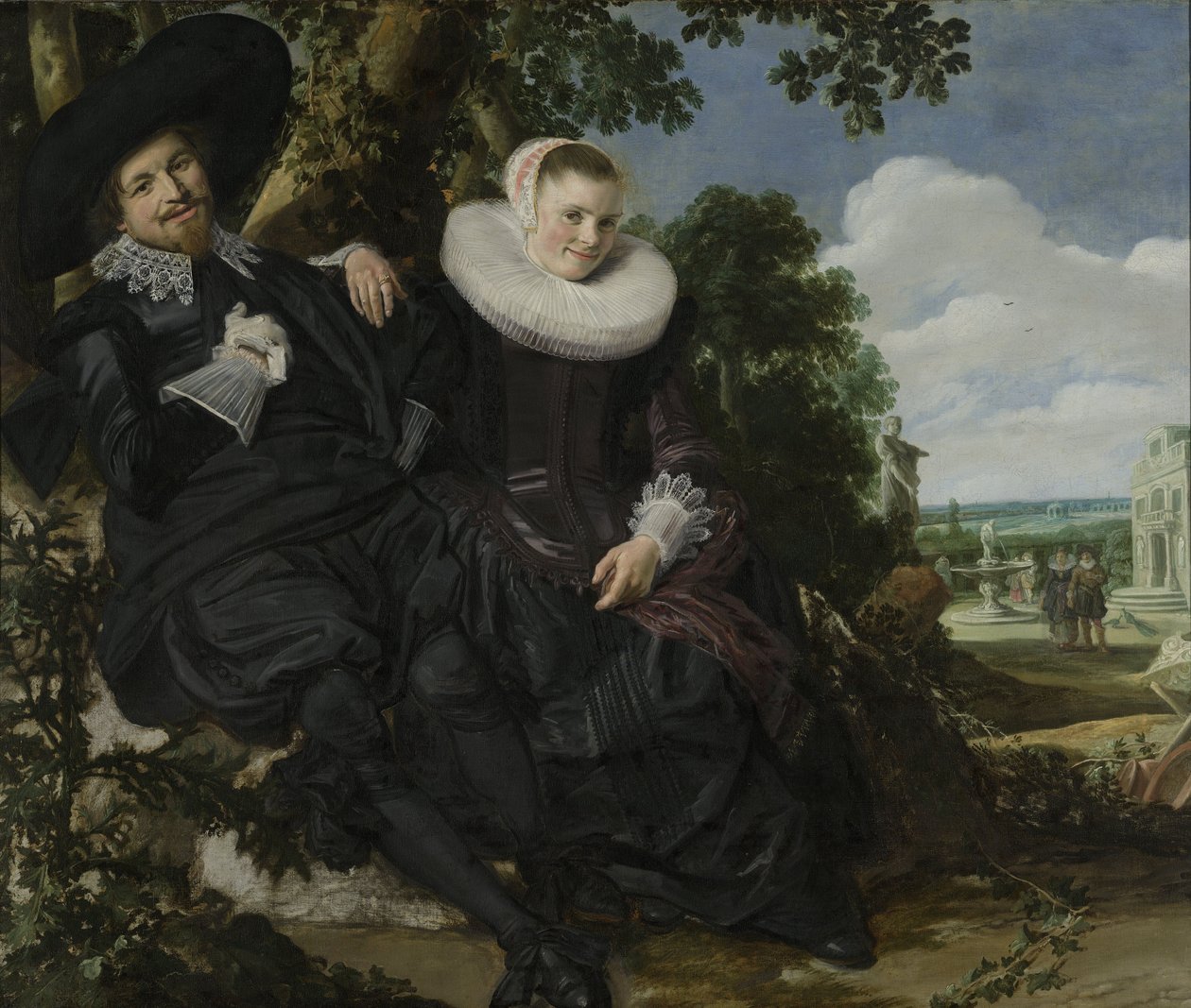 Porträt eines Paares in einer Landschaft von Frans Hals