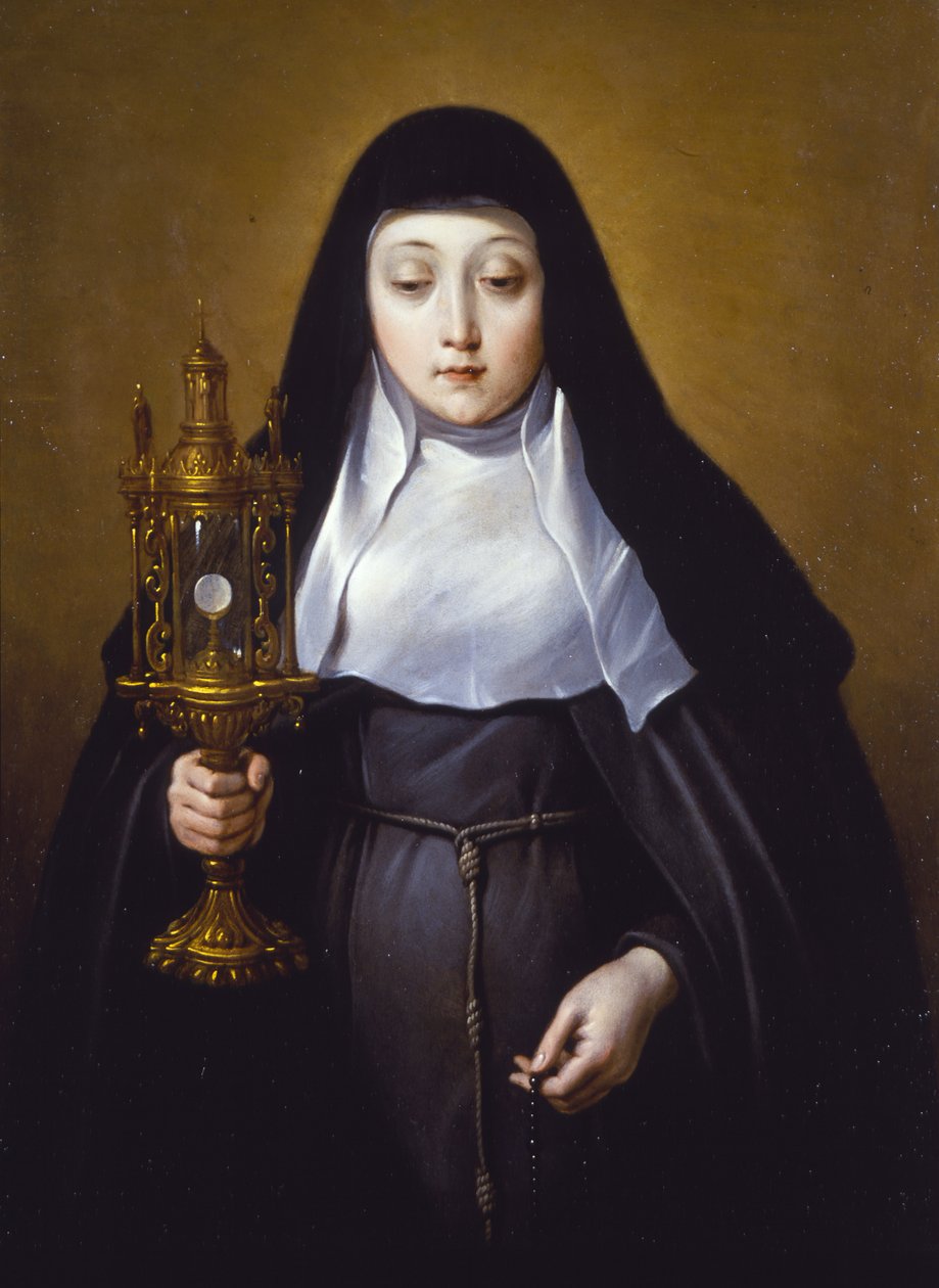 St. Klara hält eine Monstranz mit der Eucharistie von Frans Luyckx or Leux