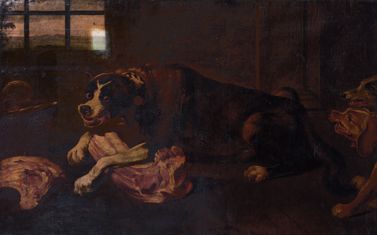 Hunde nagen an Fleischstücken von Frans Snyders or Snijders