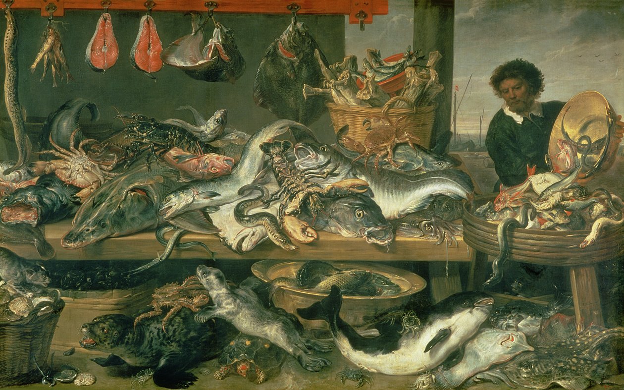 Der Fischmarkt, 1618-21 von Frans Snyders or Snijders