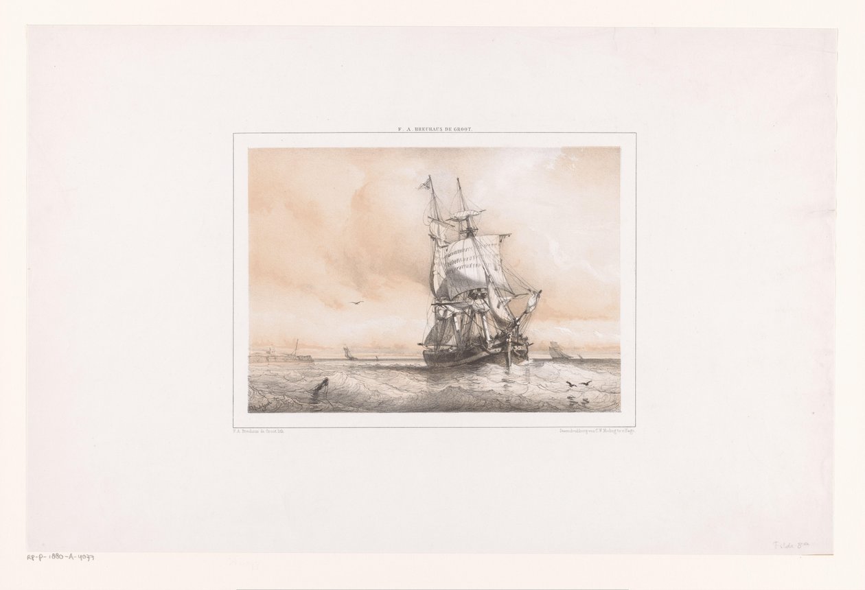 Zweimaster auf See von Frans Arnold Breuhaus de Groot