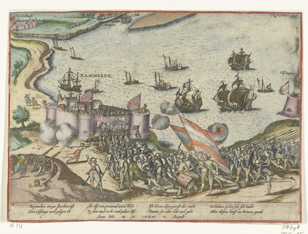 Fort Rammekens eingenommen, 1573 von Frans Hogenberg