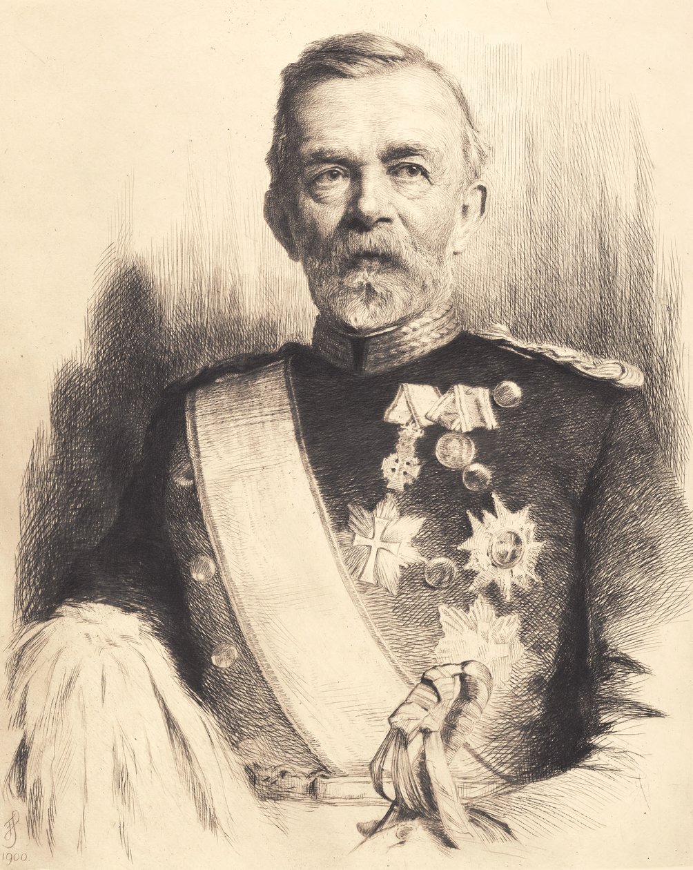 Porträt von Generalmajor L. Koefoed von Frans Schwartz