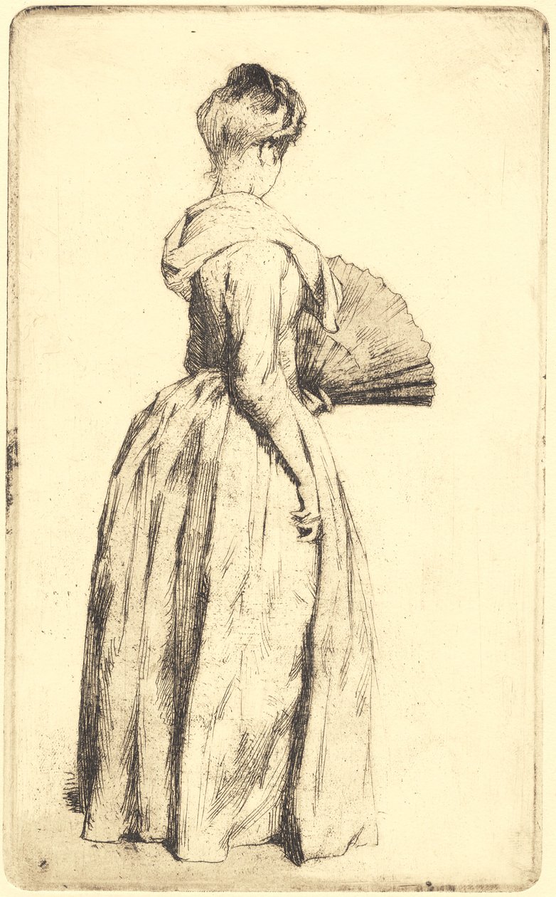 Stehende Dame mit einem Fächer von Frans Schwartz