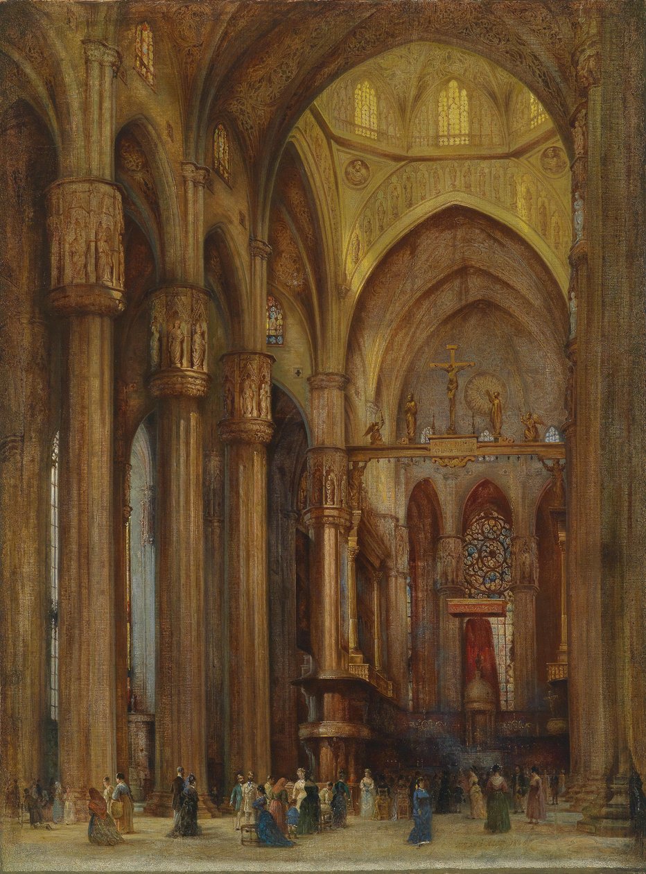 Blick in den Mailänder Dom mit dem Altare Privilegata, im Hintergrund der Hochaltar von Pellegrino Tibaldi von Franz Alt