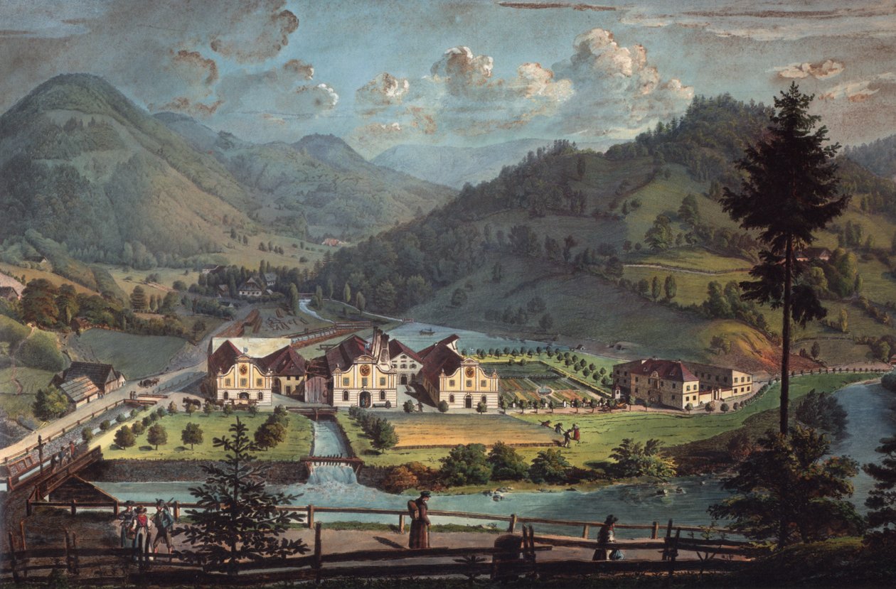 Neubruck bei Scheibbs, Töpperfabrik um 1827 von Franz Barbarini