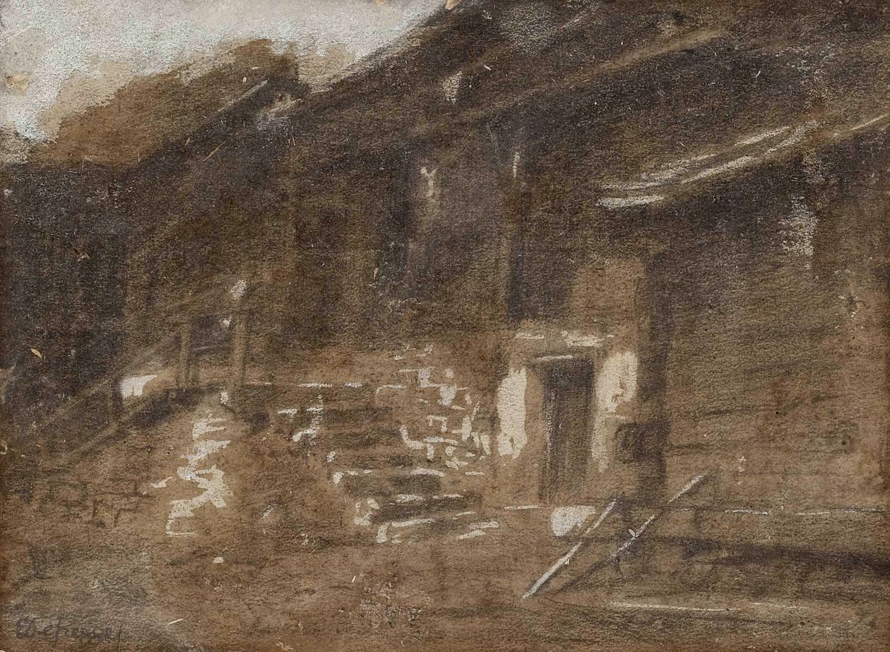 Hinterhof mit Treppenaufgang von Franz Defregger