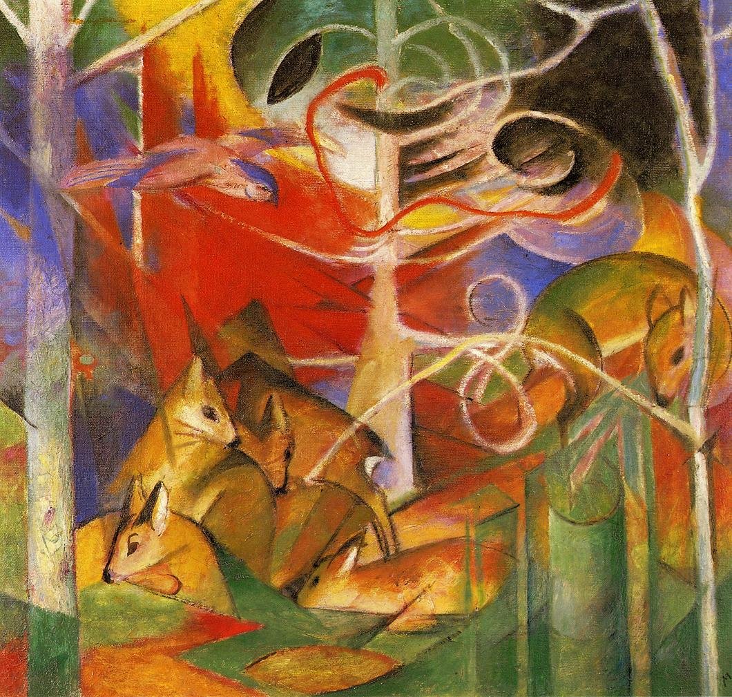 Rehe im Wald von Franz Marc