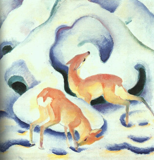 Hirsche im Schnee von Franz Marc