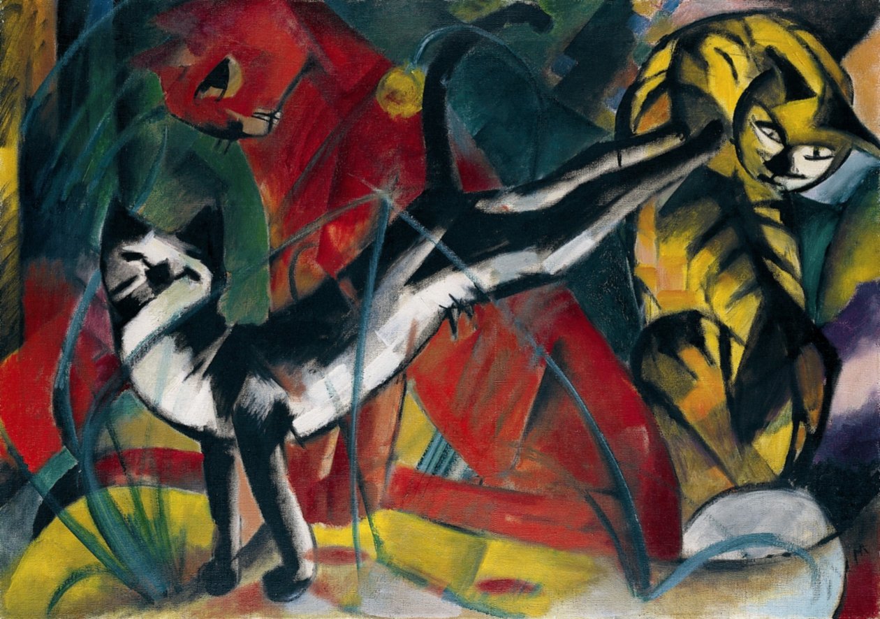 Drei große Katzen von Franz Marc