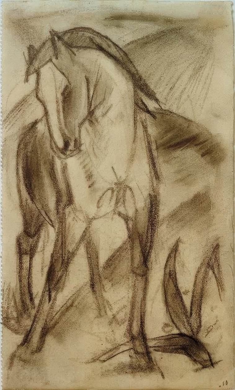 Junges Pferd in Berglandschaft von Franz Marc