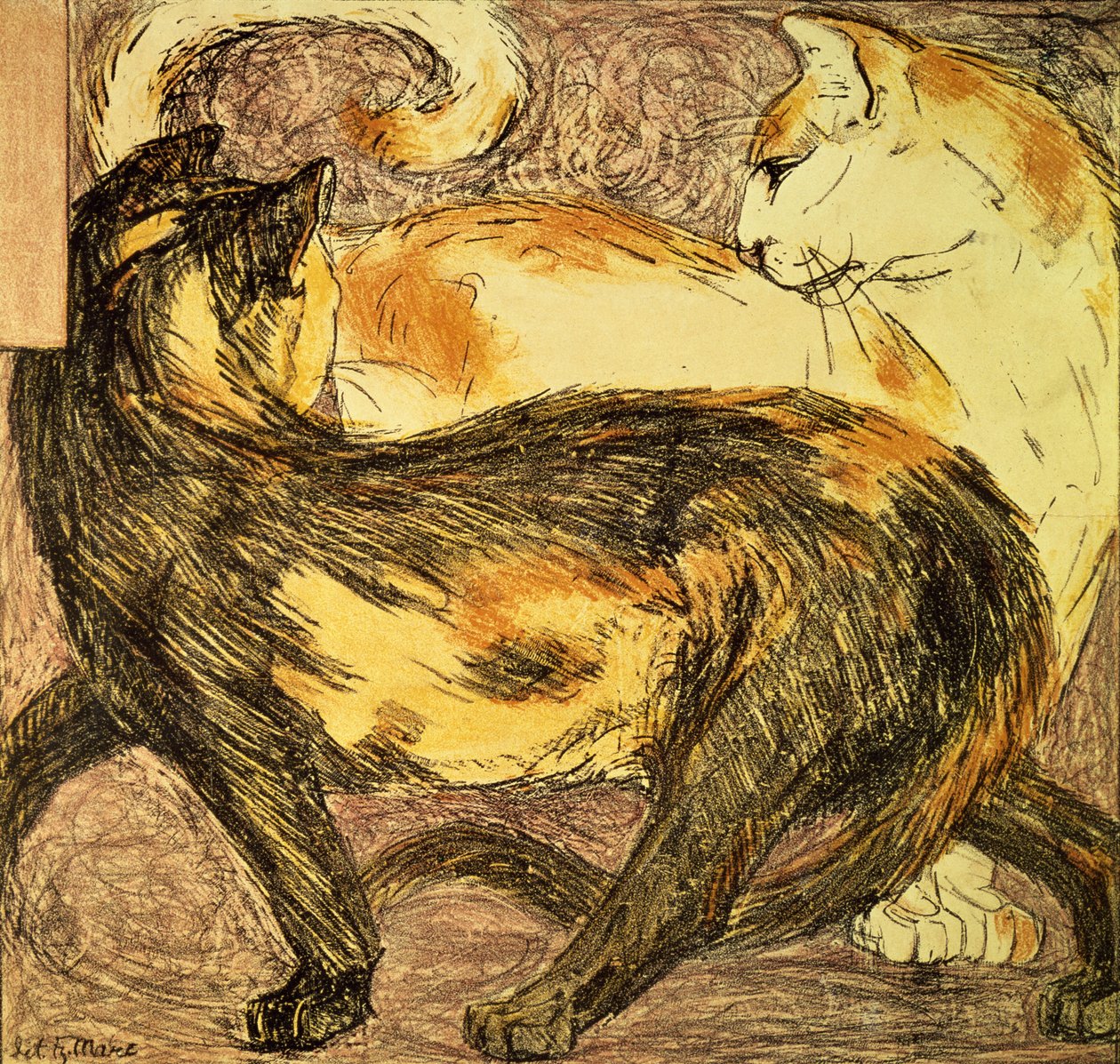 Zwei Katzen (Skizze) von Franz Marc