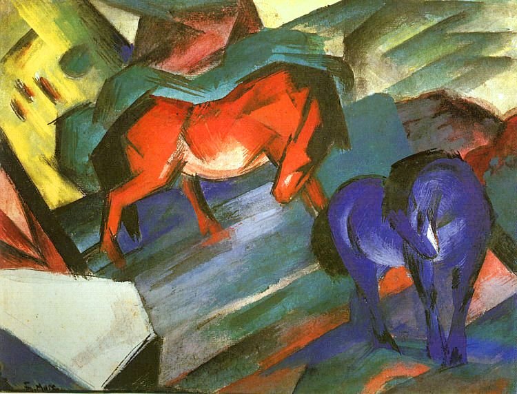 Rote und blaue Pferde von Franz Marc