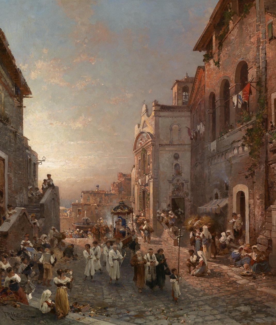 Prozession in einer Stadt in Italien von Franz Richard Unterberger