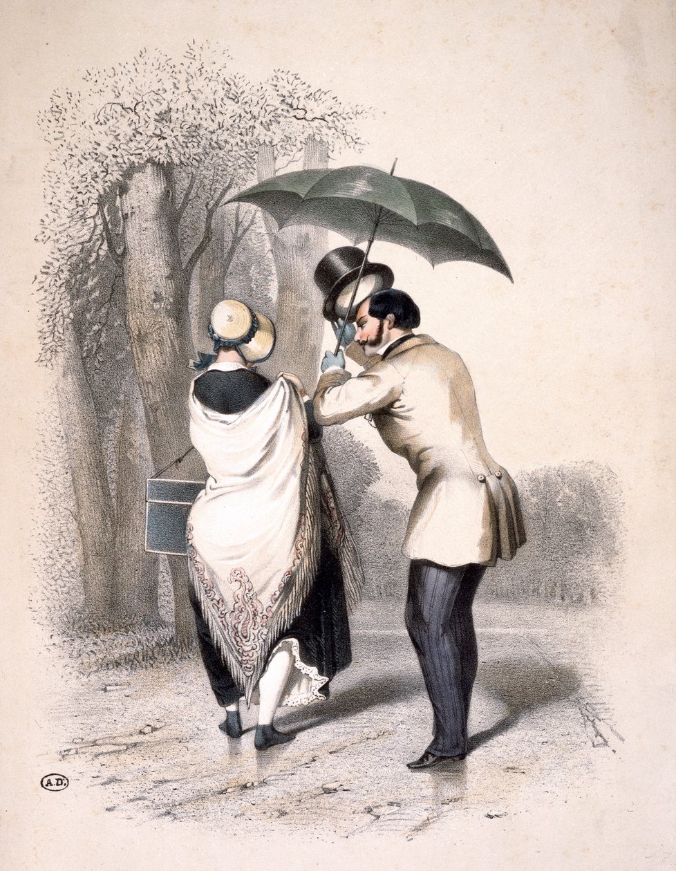 Die Modistin oder Ein Weg, eine Einführung zu arrangieren, ca. 1840 von Franz Teichel